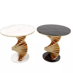 Modern Black Side Table with Marble Tabletop End Table 3D model
