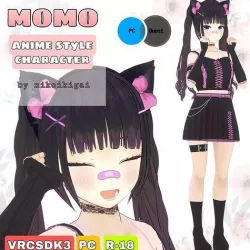 Momo - Original anime style character Low-poly 3D model