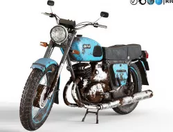 Motorcycle Izh Planet-4 with rust and dust 3D model
