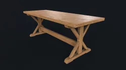 Old dining table Low-poly 3D model