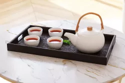Oriental tea set on tray 3D model