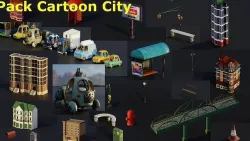 Pack City Crtoon  Low-poly 3D model