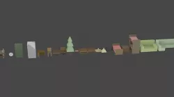 pack of 20 polw poly models for interior Low-poly 3D model