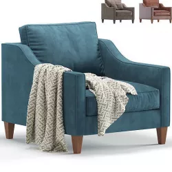 Paidge Chair Westelm Velvet and Leather 3D model