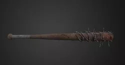 PBR Bloody Barbed Wire Nail Baseball Bat Low Poly Game Ready Low-poly 3D model