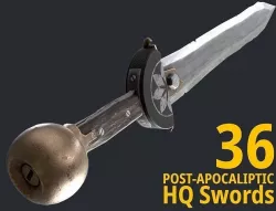 Post-apocalyptic Swords Low-poly 3D model