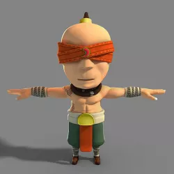 Q version of blind monk cartoon blind monk 3D model