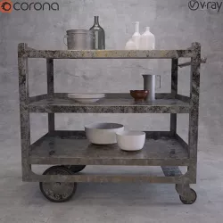 RH Industrial steel bar cart 3D model