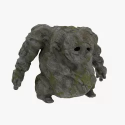 Stone Golem with Moss Low-poly 3D model
