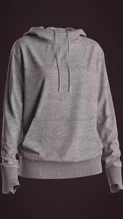 TERRY FEMALE HOODIE Low-poly 3D model