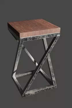 Twisted loft stool PBR AR VR Low-poly 3D model