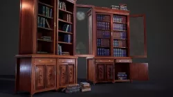 Victorian Bookcase Game-Ready Low-poly 3D model