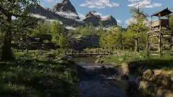 Waterfall Village Scene 3D model