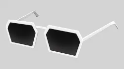 White Plastic Frame Hexagon Fashion Sunglasses Low-poly 3D model