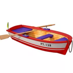 Wooden rowing boat 3D model