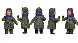 001343 little girl in gray cat wear and with ice cream 3D model