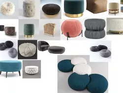 27 Fabric Pouf table set 3D model  3D model