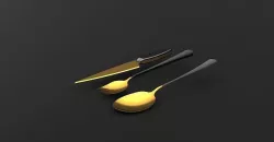 3D Models of Kitchen Set  of spoon fork and knife 3D model