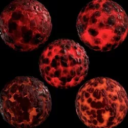 5 Obsidian Rock Lava Ground Terrain Red Material PBR Texture