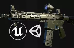 AR-15 riffle Low-poly 3D model