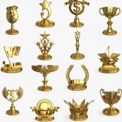 Award Trophy Collection  14 pieces Low-poly 3D model