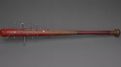 Baseball Bat with Nails and Blood Low-poly 3D model