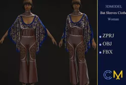 Bat Sleeves Woman Marvelous Designer And Clo3d   3D model