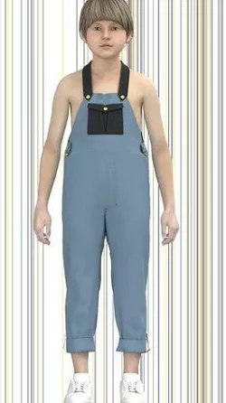 Boys denim Dungaree Low-poly 3D model