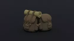 Cartoon fantasy backpack kit Polygonal Style Low-poly 3D model