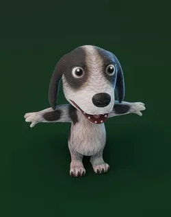 Cartoon Hound Dog Animated 3D Model Low-poly 3D model