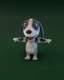 Cartoon Hound Dog Rigged 3D Model Low-poly 3D model