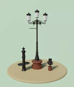 Casted urban furniture pack 3D model