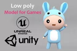 Chibi Rabbit Animated For Games Low-poly 3D model