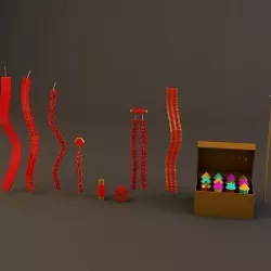 Chinese Firecrackers Spring Festival Lunar New Year Low-poly 3D model