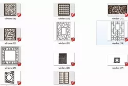 Chinese window architectural style pattern 3D model