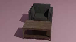 Couch coffee table set 3D model