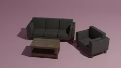 Couch sofa coffee table set 3D model