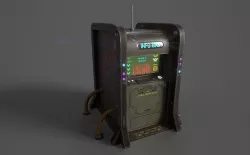 Cyberpunk info ticket machine Low-poly 3D model