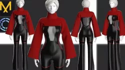 Cyberpunk Outfit Female OBJ mtl FBX ZPRJ 3D model