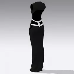 DRESS BLACK LONG BACK DEKOLETTE LOOK MODERN 3D model