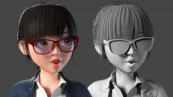 Female teacher cartoon cartoon cartoon girl clerk the secretary 3D model