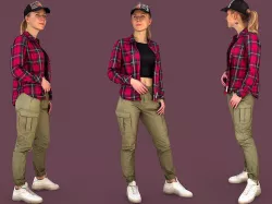 Girl in a Plaid Shirt 3D model