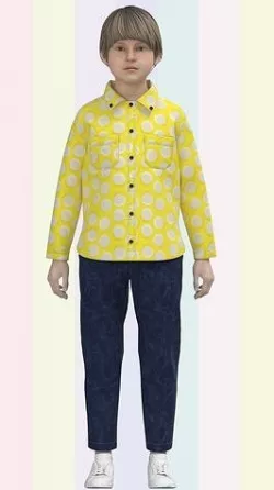 Girls check shirt Low-poly 3D model