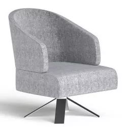 Gray Contemporary Cotton  Linen Upholstered Accent Chair Low-poly 3D model