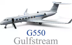 Gulfstream G550 Business Jet with interior and cockpit 3D model