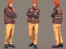 Guy in a Vest with Crossed Arms 3D model