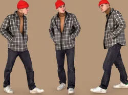 Guy in the Plaid Shirt Walking 3D model