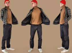 Guy in the Plaid Unbuttoned Shirt 3D model