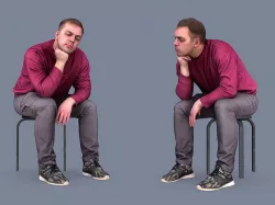Guy Sits in Line 3D model