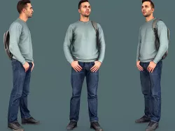 Handsome Guy in a Blue Sweater 3D model